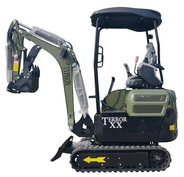 4,000 lb Green TYPHON TERROR XX Mini Excavator Rubber Track with Kubota D902 Diesel Engine USA
